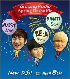 NU&rsquo;EST&rsquo;s Aron, ZE:A&rsquo;s Kevin, &amp; LUNAFLY&rsquo;s Sam are the new &lsquo;Arirang&rsquo; radio DJs