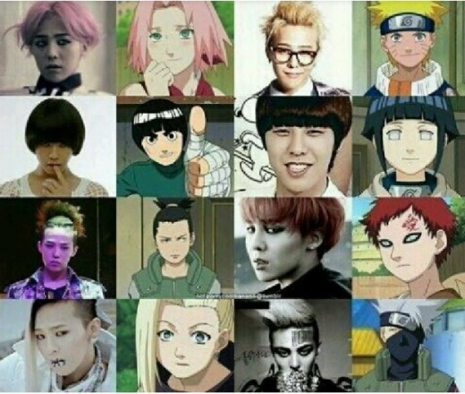 G-Dragon&rsquo;s various hairstyles compared to characters from &lsquo;Naruto&rsquo;